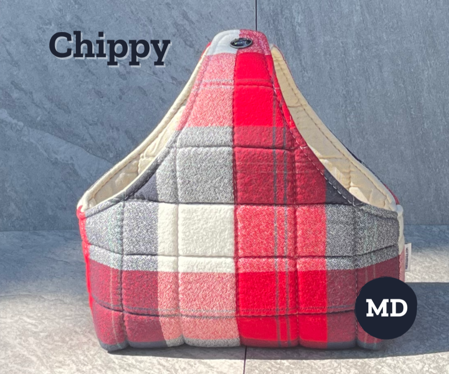 Chip Basket - Log Cabin Plaid - Red, White & Black