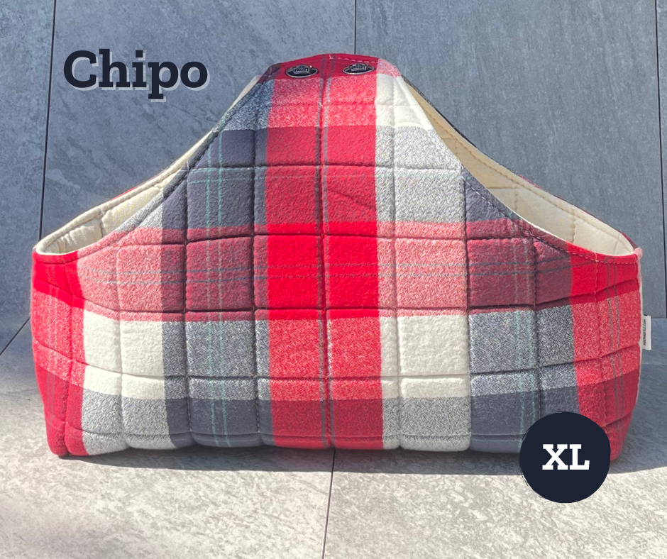 Chip Basket - Log Cabin Plaid - Red, White & Black