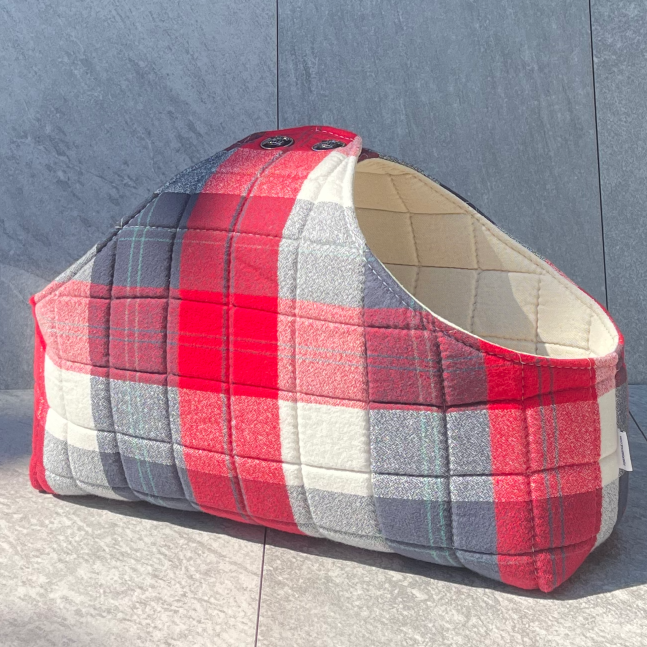 Chip Basket - Log Cabin Plaid - Red, White & Black