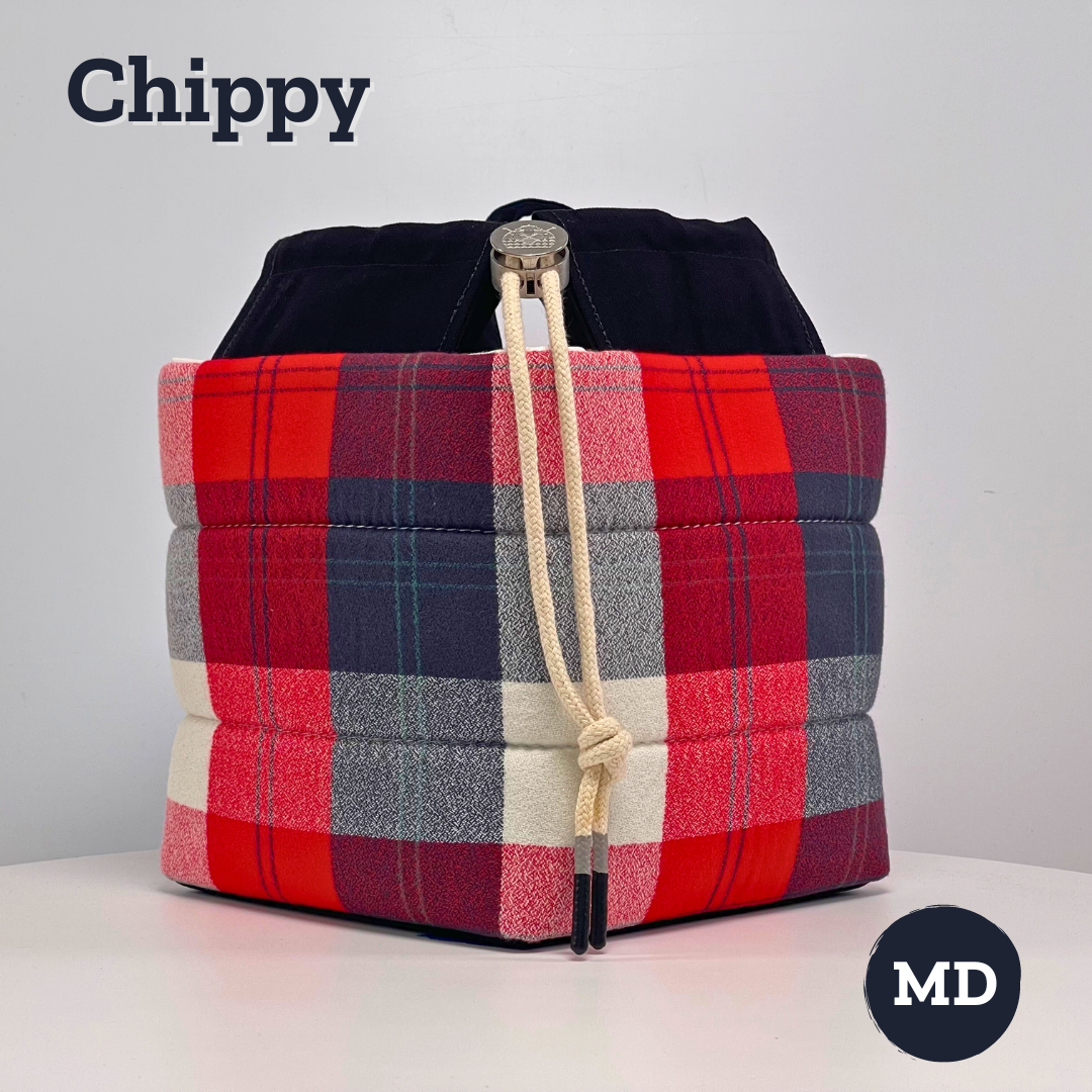 Chip Sack - Log Cabin Plaid - Red, White & Black