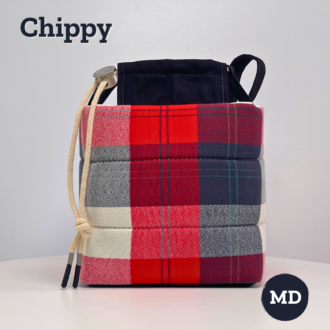 Chip Sack - Log Cabin Plaid - Red, White & Black